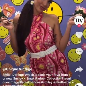 Unique vintage smiley flower power  collab jumpsuit size 2x